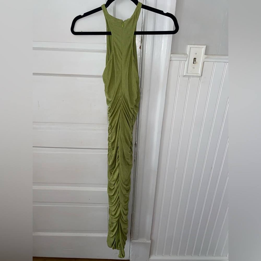 Fashion Nova green slinky maxi dress